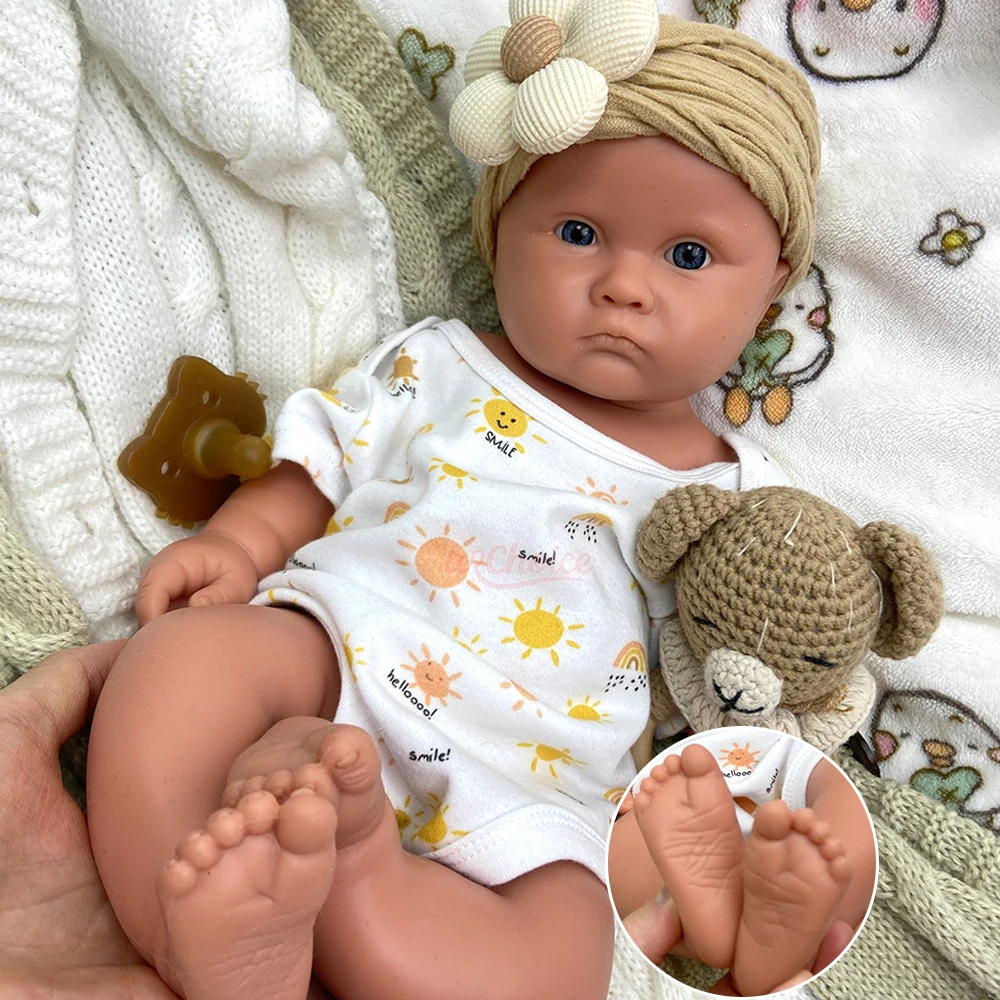45cm Open Mouth Girl Lifelike Silicone Reborn Baby Girl Full Body Solid with Hand-Paint 3D Skin Anatomically Correct Doll