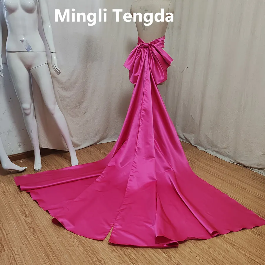 

Mingli Tengda Separate Rose Red Satin Bow Wedding Accessory Elegant Knots Removable Prom Dress Satin Knots Bride Sash Butterfly