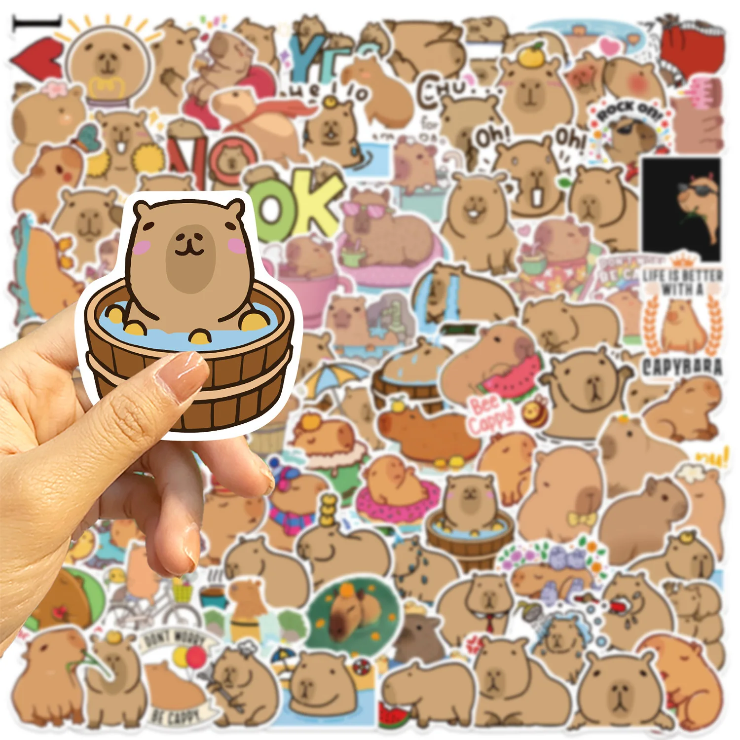 50/100PCS Nette Capybara Tiere Cartoon Graffiti Aufkleber Telefon Gitarre Laptop Notebook Koffer Tasse Wasserdichte Aufkleber Kinder Spielzeug