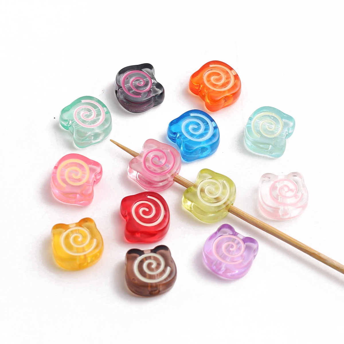 20 Stück zufällig ausgewählte, geruchsneutrale, undurchsichtige Kunststoff-Acryl-Lollipop-Perlen, geeignet für Schmuck, Halsketten, Armbänder, DIY-Herstellung von Charms und Schmuck