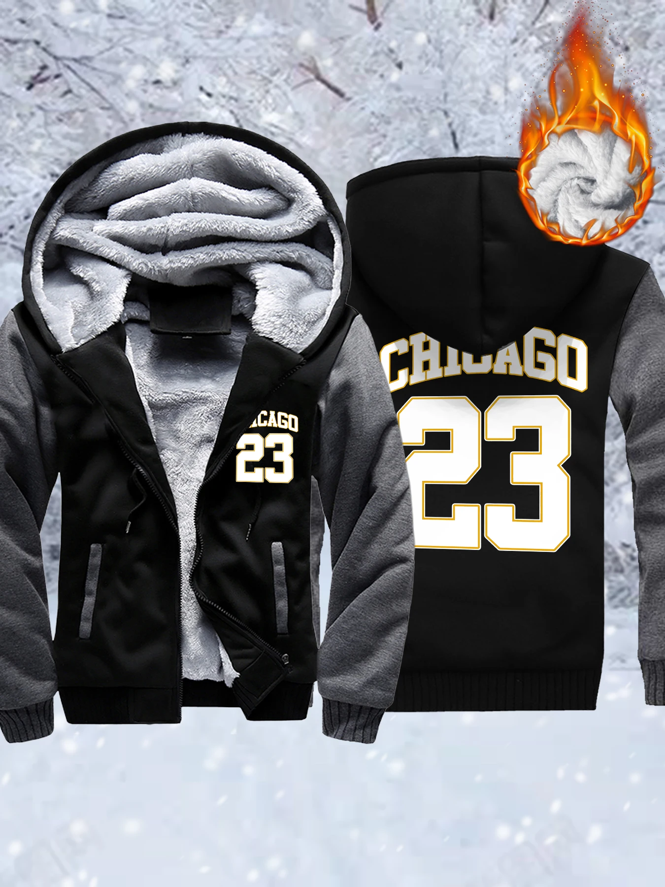 

Мужская флисовая базовая куртка с принтом Chicago Number 23, пальто на молнии с карманами, утепленная зимняя спортивная одежда, удобная теплая верхняя одежда, мягкая одежда