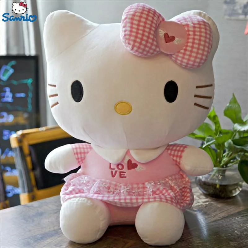 

Sanrio Kawaii Hello Kitty плюшевая игрушка подушка розовое платье Мягкая кукла Kt Cat Милая аниме игрушка для детей девочки подарок на день рождения 30 см ~ 60 см