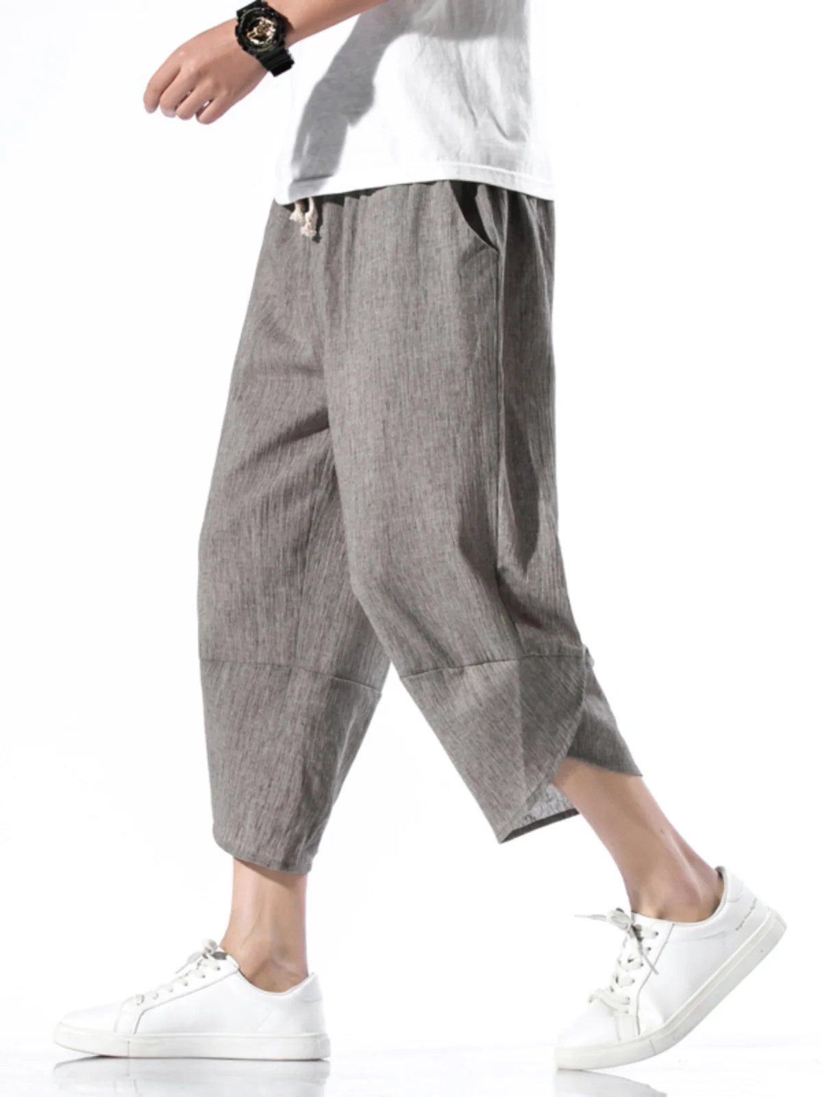 

Men's Summer Thin Linen Casual Pants Harlan Sle Loose Wide Leg Straight Cut Sports Harajuku Loose Fit Youth Active Wear