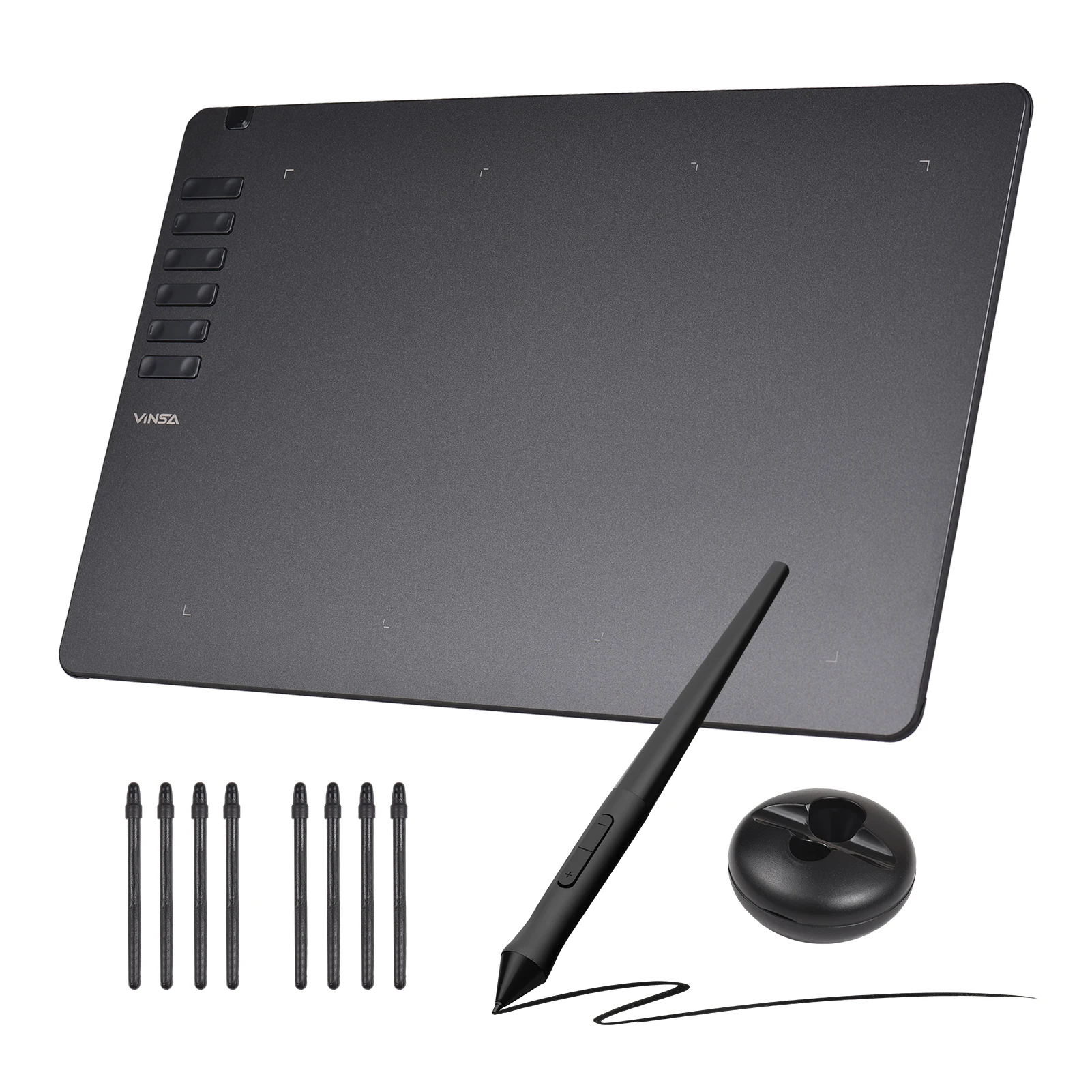 NEW VINSA T906 Graphics Drawing Tablet Ultra-thin Art Creation Sketch with Battery-free Stylus 8 Pen Nibs 16384 Levels Pressure