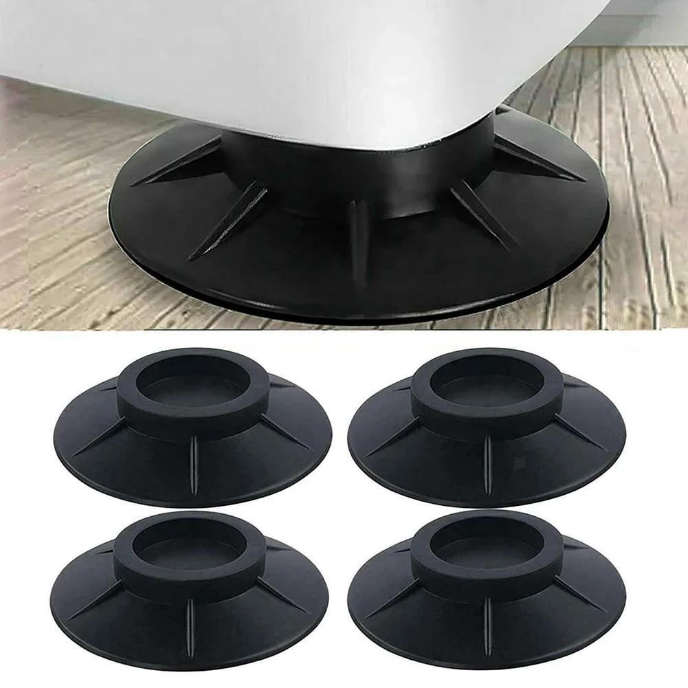 Washing Machine Feet Pads Feet Pads For Marble Wooden Floor 4pcs Anti Slip Anti-Vibration Black Rubber Universal