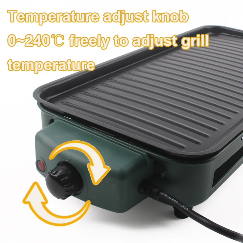 Household Electric Grill Indoor Smokeless Skewer Griddle Food Barbecue Baking Pan Roaster Non-Stick BBQ Roasting Omelette Oven