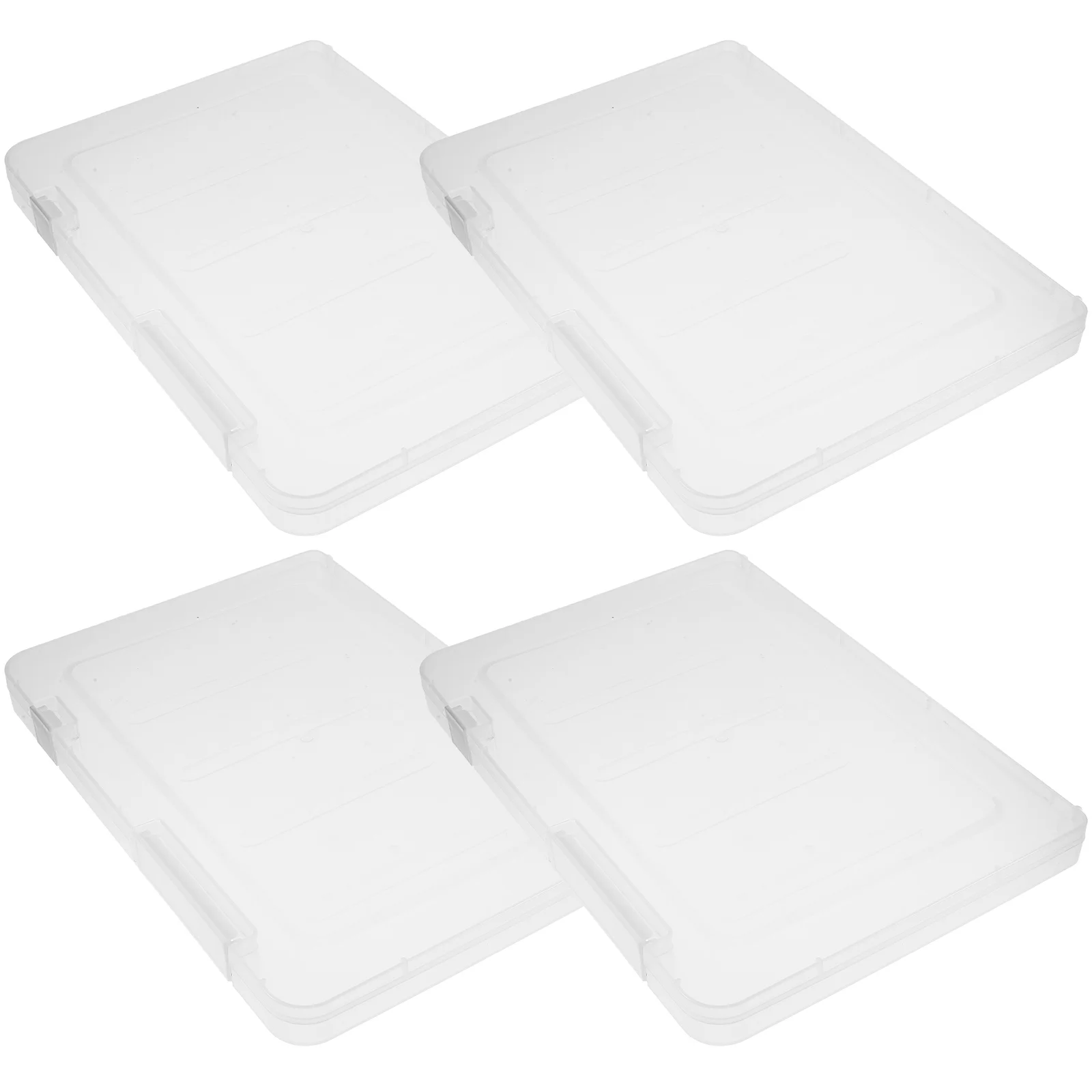 4pcs A4 File Storage Box Portable Project Case Plastic Document Holder Stationery Container Transparent Scrapbook Paper Storage