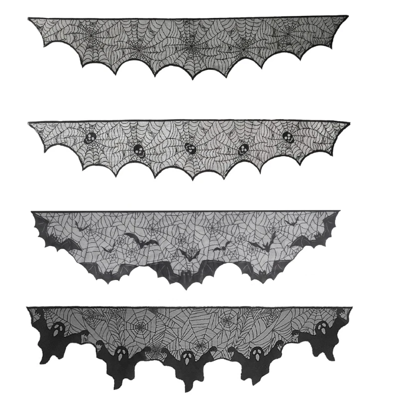 

Halloween Decoration Cobweb Table Runner Tablecloth, Mantel Scarf Cover for Halloween Party