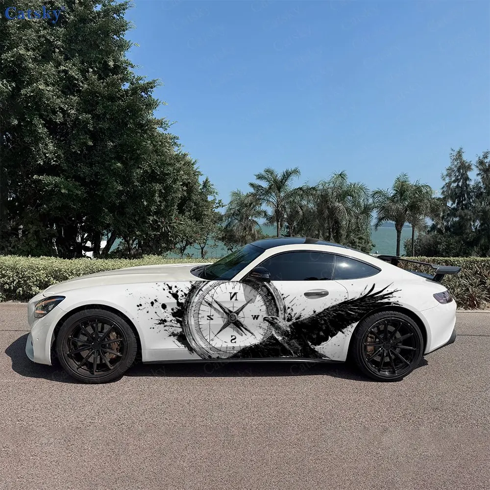 

2pcs Compass Raven Freedom Might, Durable, Fade-resistant, Enhance Vehicle Aesthetics With Bold Artistic Design Car Vinyl Wraps