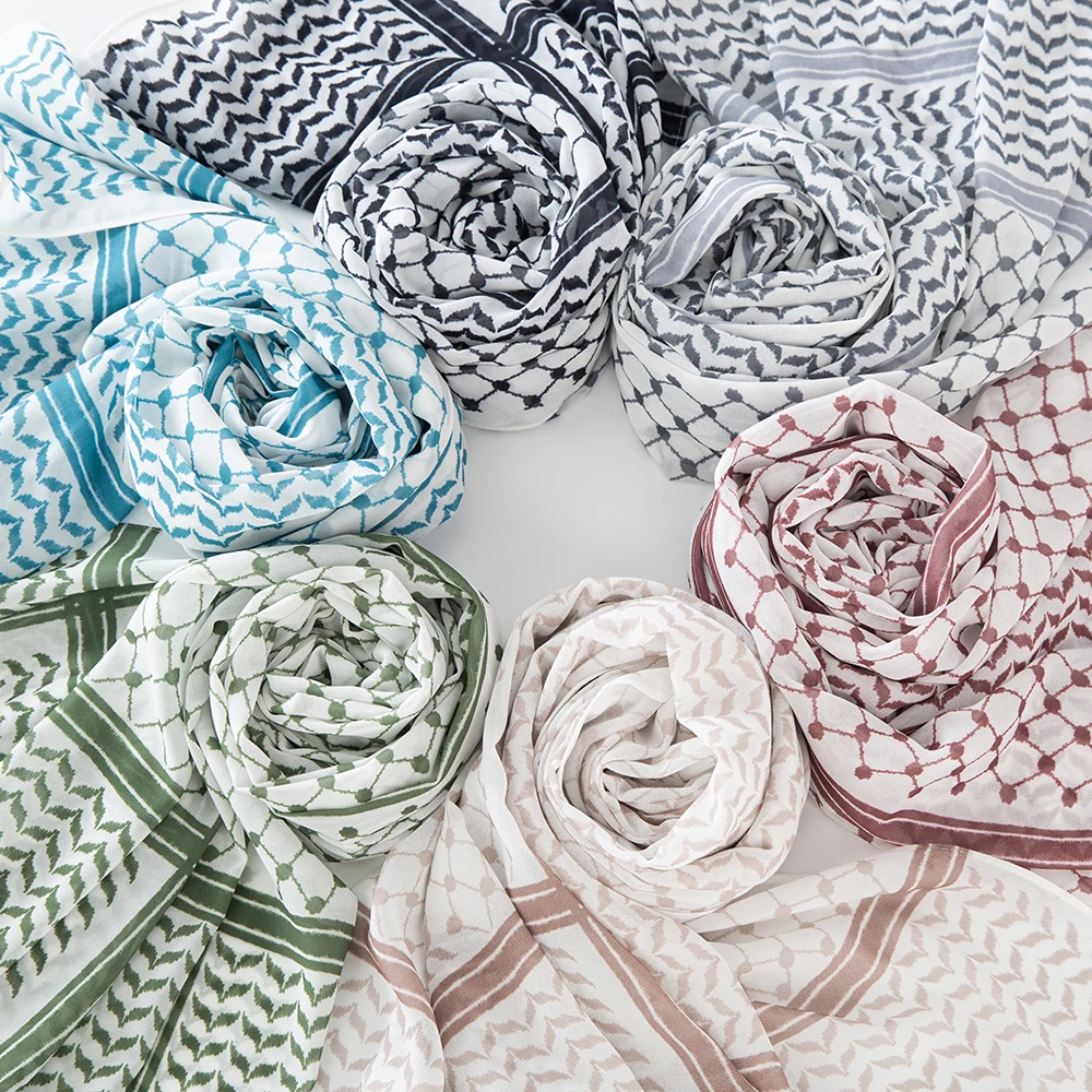 11-Farbiger Muslimischer Keffiyeh Hijab Chiffon-Druck Schal Kufiyya Saudi Mode Damen Weiche Kopfbedeckung Geometrischer Stil Arabischer Kaffiyeh Schal – Detail 14
