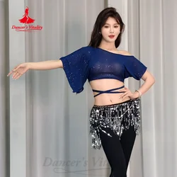 BellyDance Practice Top for Women's Loose and Comfortable Mesh Tops Girls' Oriental Dance Modern Dancing Training Clothing
