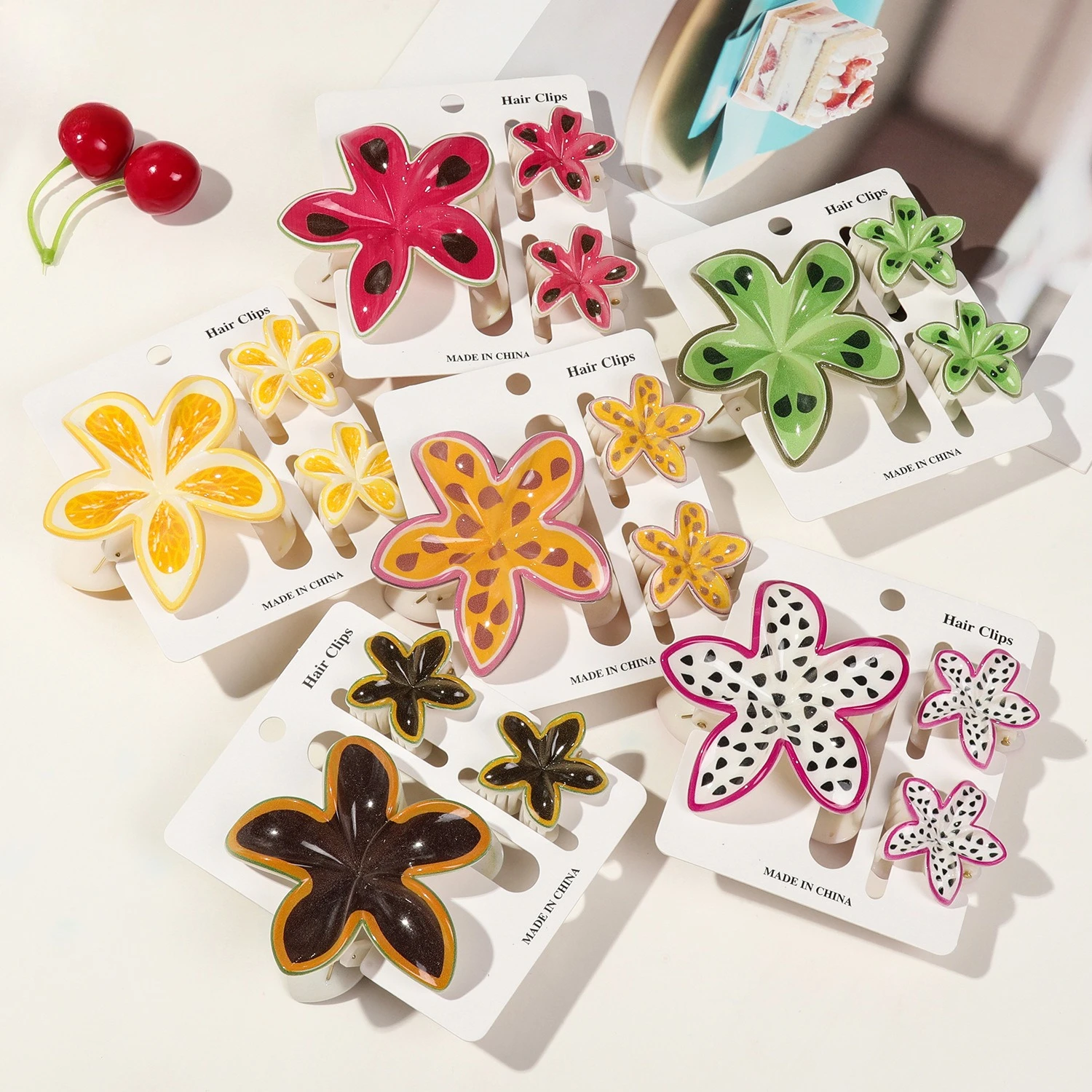1-3Pcs Flower Hair Claw Clips for Women,Gradient Large Barrette for Thick Hair,No-slip Hairpins Women Beach Hair Accessories