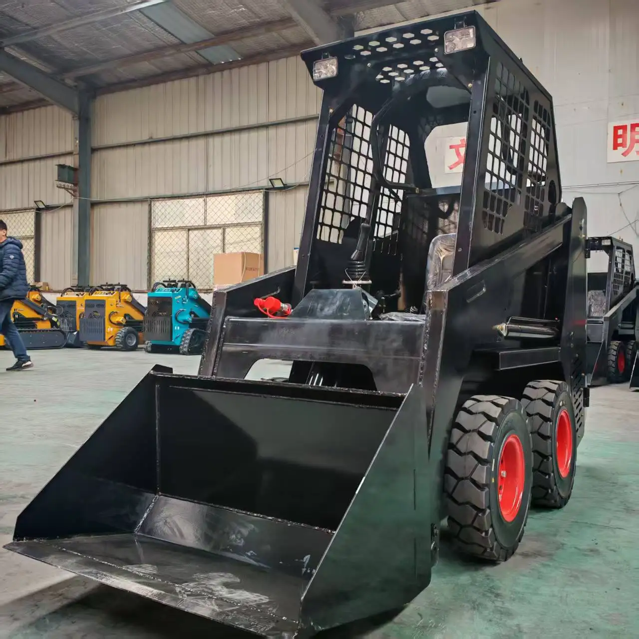 All-Terrain Skid Steer Loader  with ROPS Cabin Backhoe Attachment for Construction/Demolition