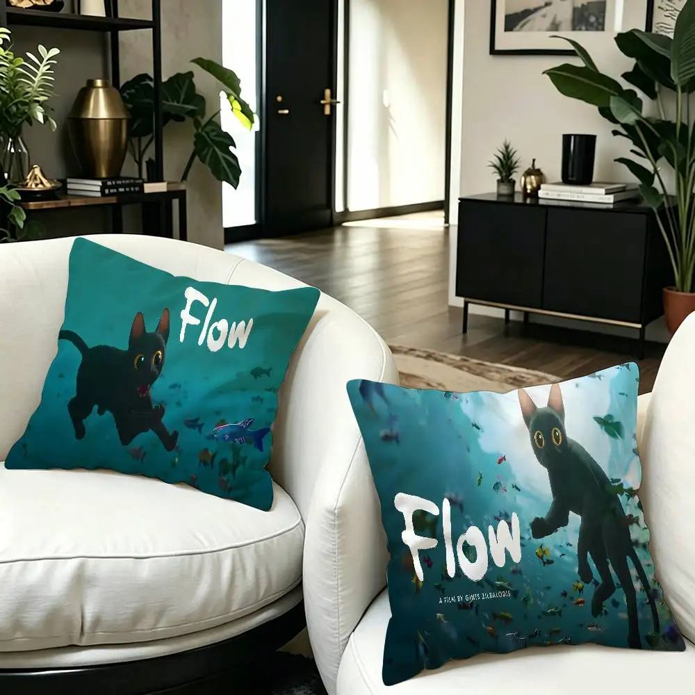 Movie F-Flow Cat Cushion Cover Polyester Sofa Cushions Decorative Throw Pillows Home Decoration Pillowcover