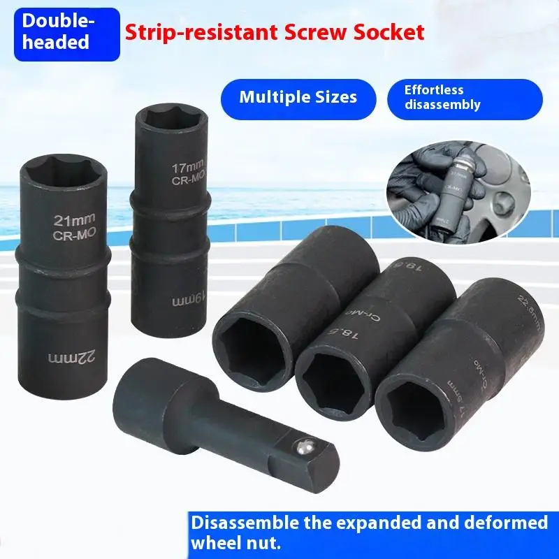 Tire Sleeve Tool 18.5mm & 19.5mm For Car Wheel Nut Withdrawal Double Ended Damaged Wheel Nut Cap Removal Impact Socket Tool