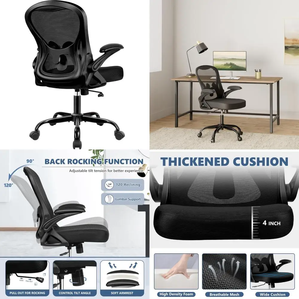

Ergonomic Mesh Swivel Chair for Home Office Desk, Breathable Mid-Back Rolling Computer Task Chair