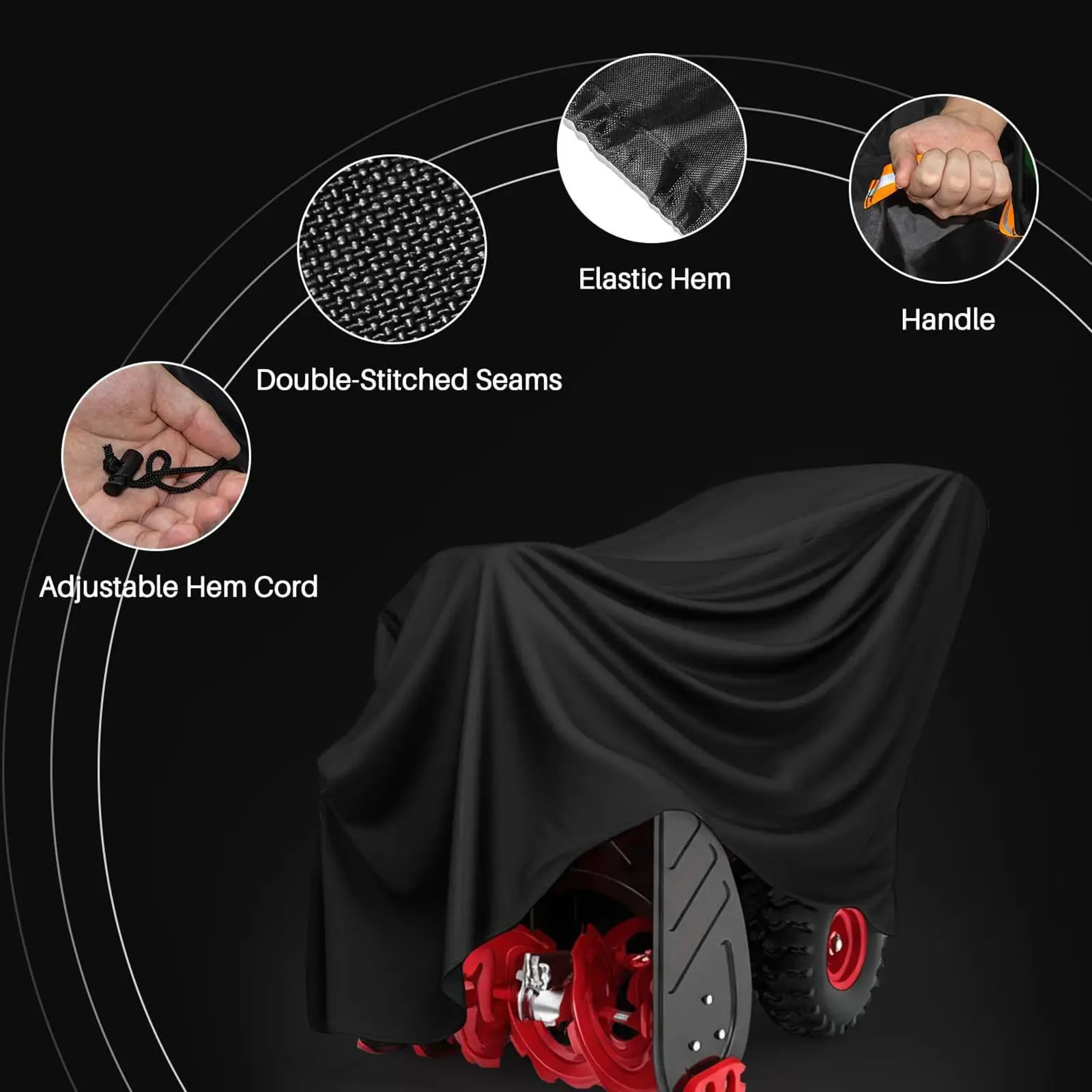 غطاء منفاخ الثلج مقاوم للماء والغبار مع مقبض، مقاوم للرياح