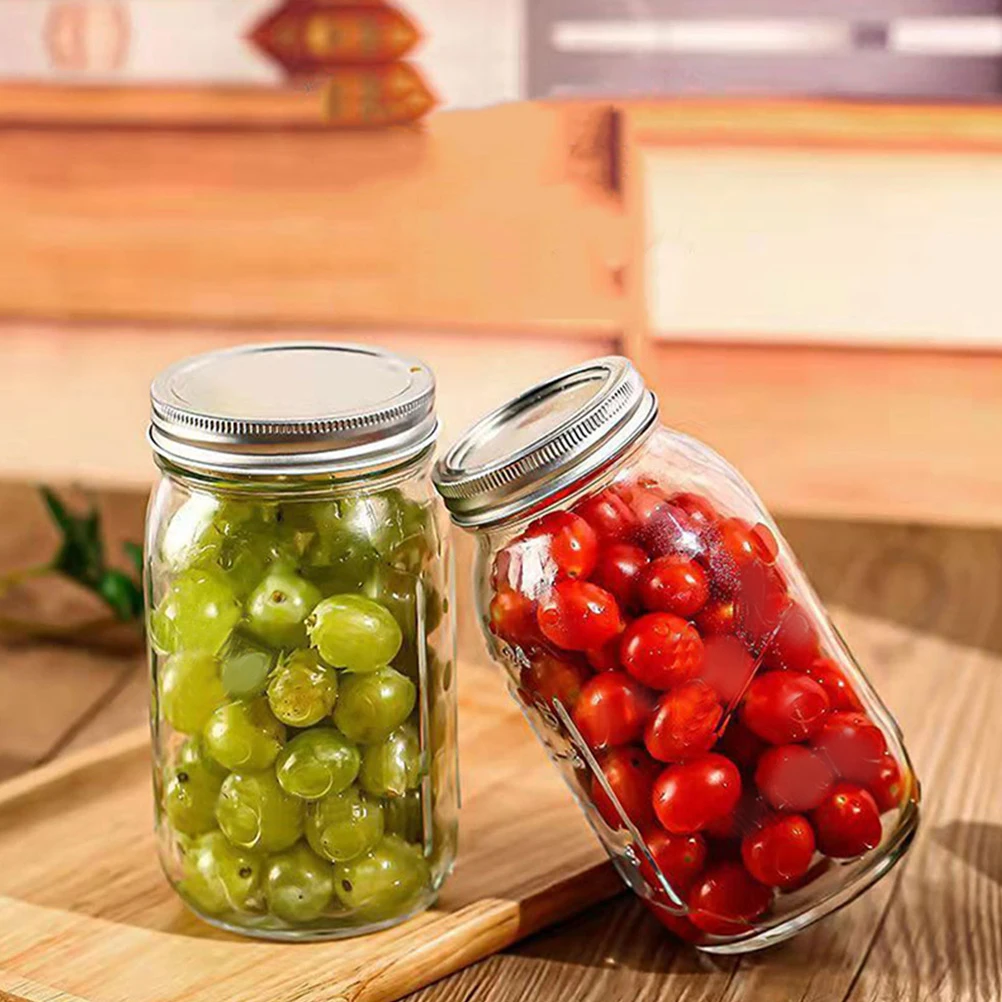 

1 set Stainless Steel Wide Mouth Canning Jar Lids 70mm Silver Leakproof Storage Caps Mason Jars Sealing Rings Kitchen