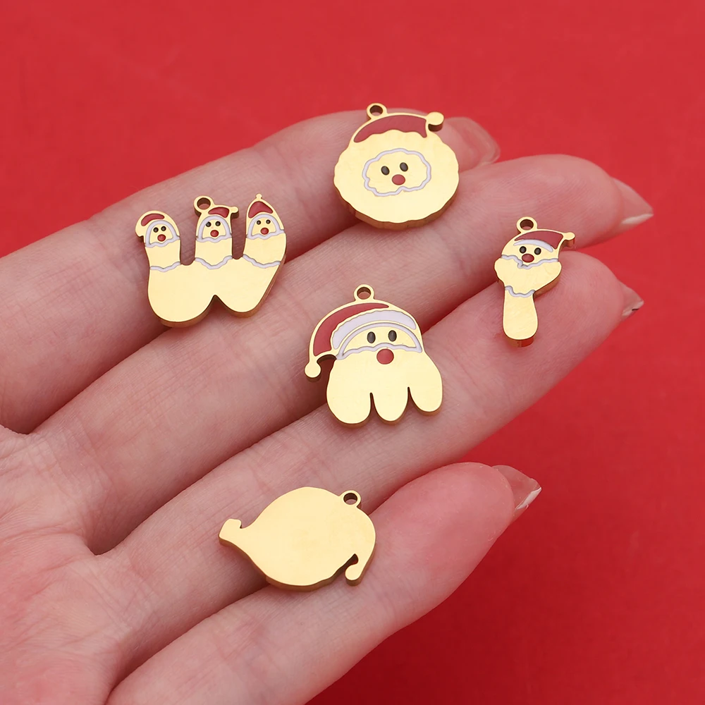 

1pcs/pack Stainless Steel Cartoon Christmas Socks Snowman Santa Pendants For DIY Necklace Bracelets Jewelry Making Accessories