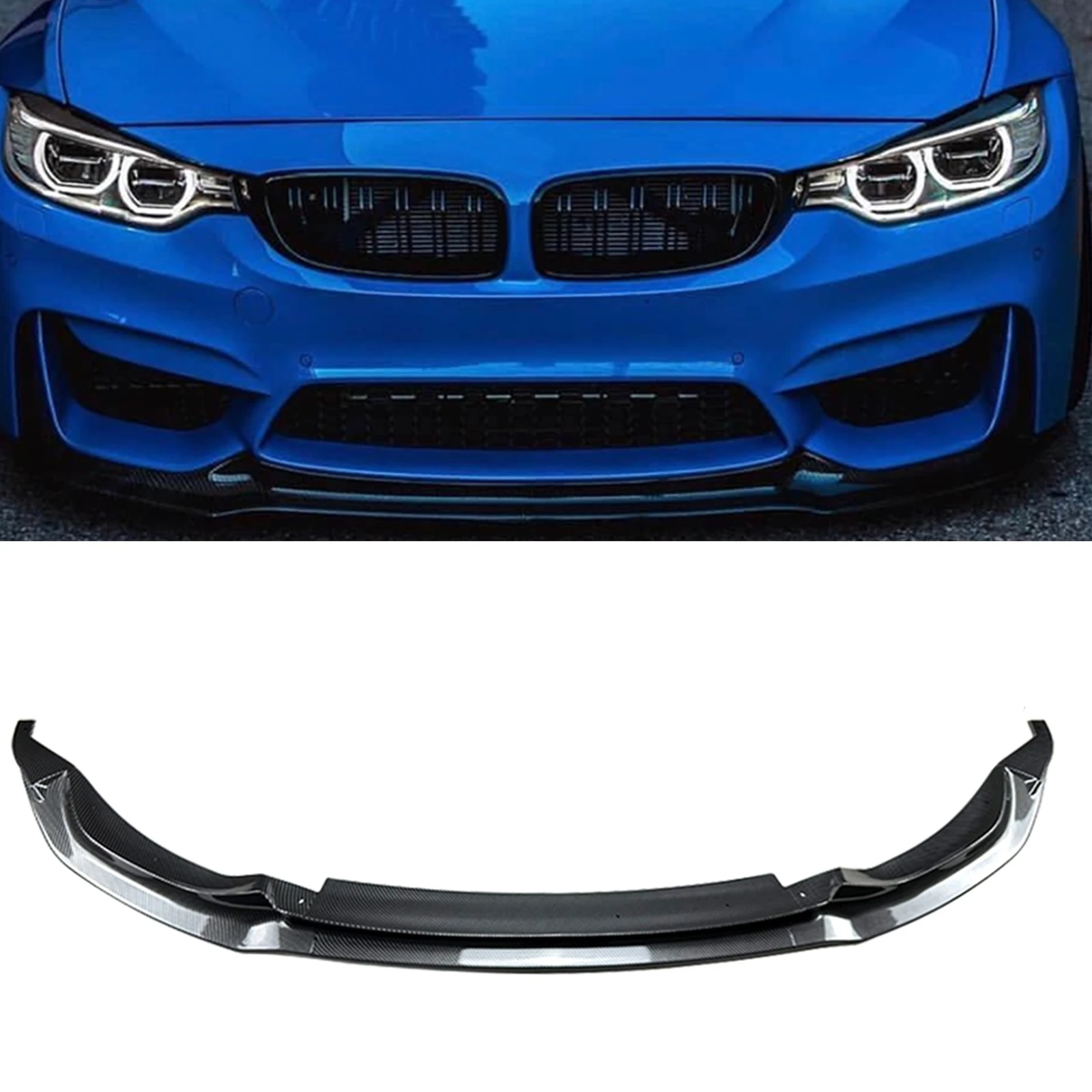 

For BMW F80 M3 F82 F83 M4 2015 2016 2017 2018 2019 2020 Front Bumper Spoiler Lip Carbon Fiber Look/Gloss Black Lower Splitter