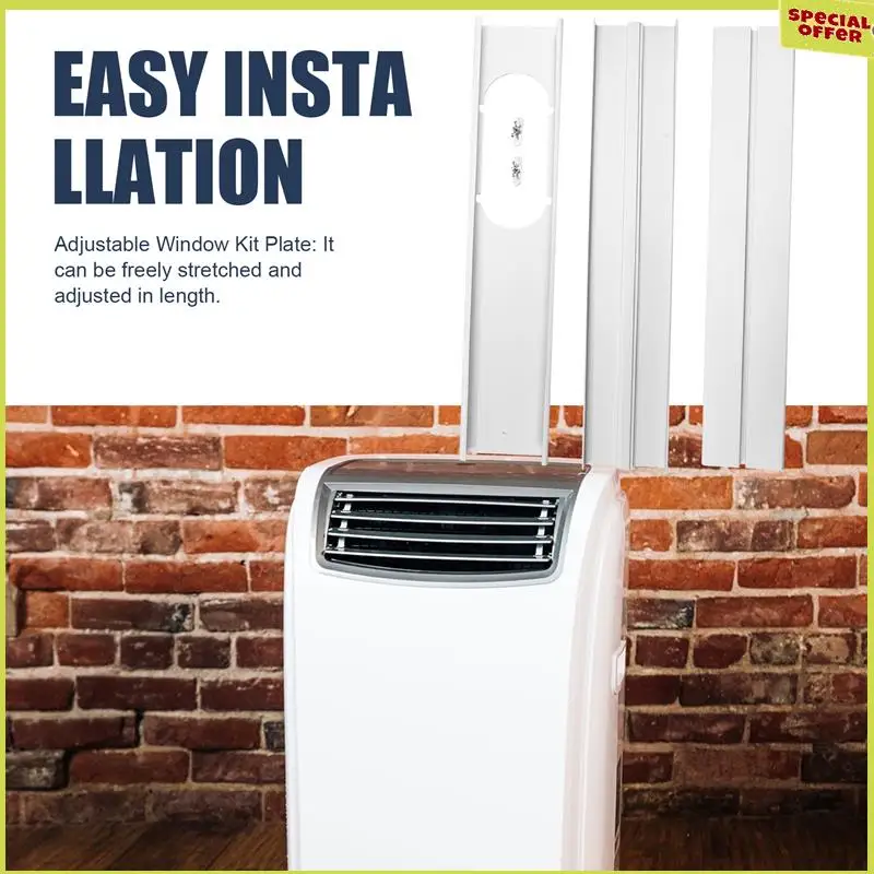 A34R Portable Window Adaptor Window Slide Kit Plate Adjustable Air Conditioner Window Kit Practical Slide Plate Wind Shield