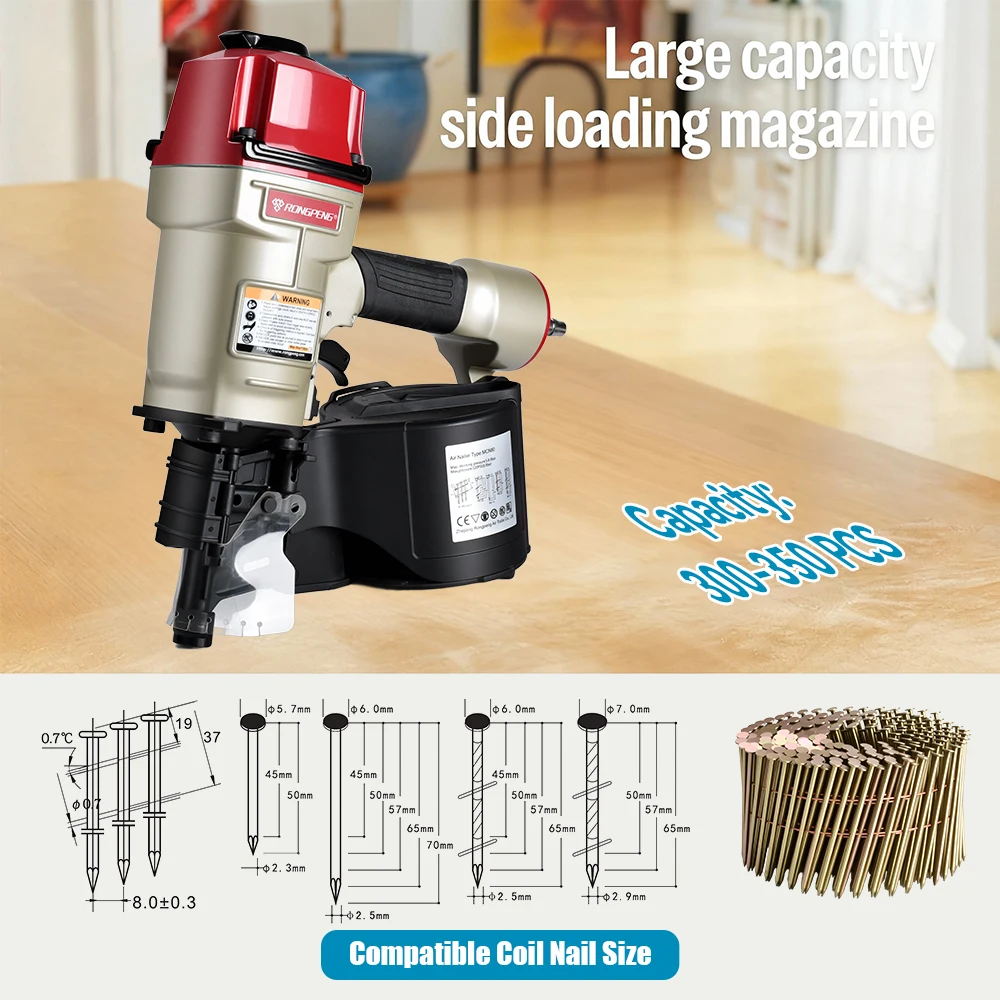 Pneumatic Coil Nail  MCN80 Industrial Air Nailer for Pallet Making Wallboard Woodworking Furniture Carpentry