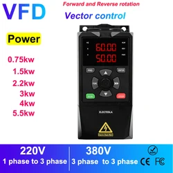 Mini Inverter 220v 0.75kw VFD variatore di frequenza 3 fasi 380V Inverter controllo della velocità del motore 50hz 60hz convertitore di frequenza