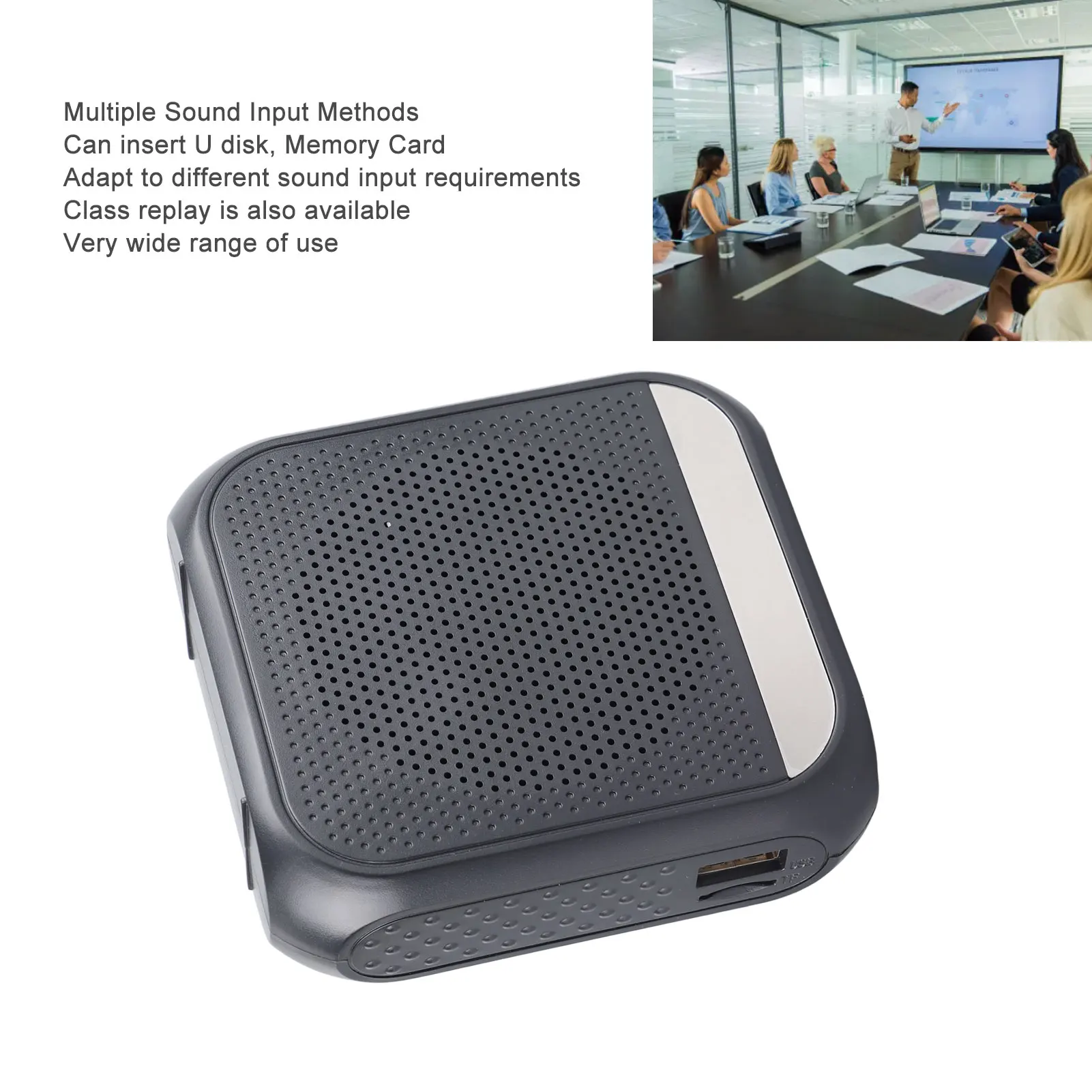 Wzmacniacz głosu z obsługą kart pamięci, długą żywotnością baterii, ładowalny wzmacniacz na pasek z mikrofonem nagłownym do nauczania.
