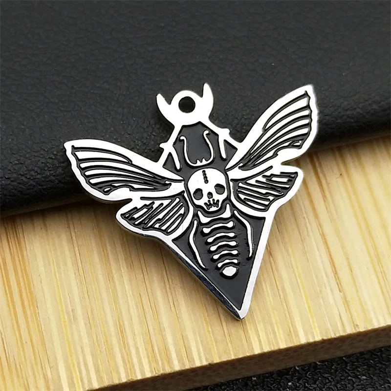 5PCS Retro Gothic Skull Death Head Moth Pendant Metal Brooch Badge for Men Women Hip Hop Rock Party Motorcycle Ride Gift1811-3