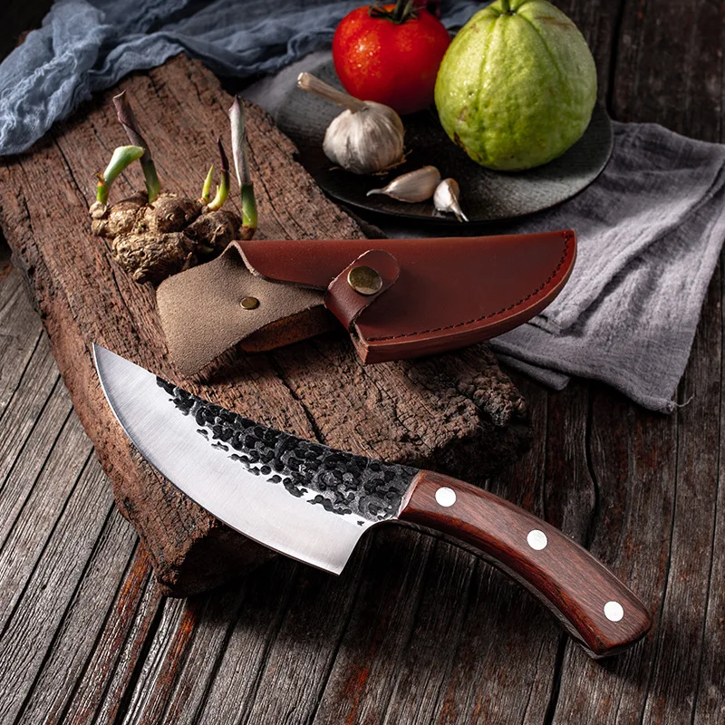 XUANTENG Slaughter Knife, Meat Cutting and Bone Cutting Bent Knife, Forging and Skinning Pig Butcher, Meat Cutting Knife