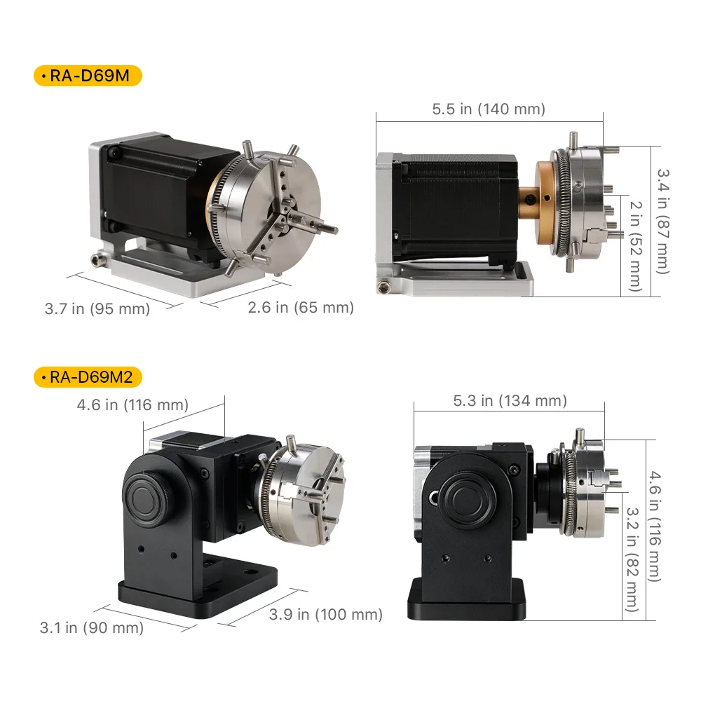 Imagem -03 - Ultrarayc Rotary Dispositivo para Fibra Laser Marcação Máquina Rotary Expansão Eixo Mais Driver Co2 Máquina de Gravura Diâmetro 69 Milímetros