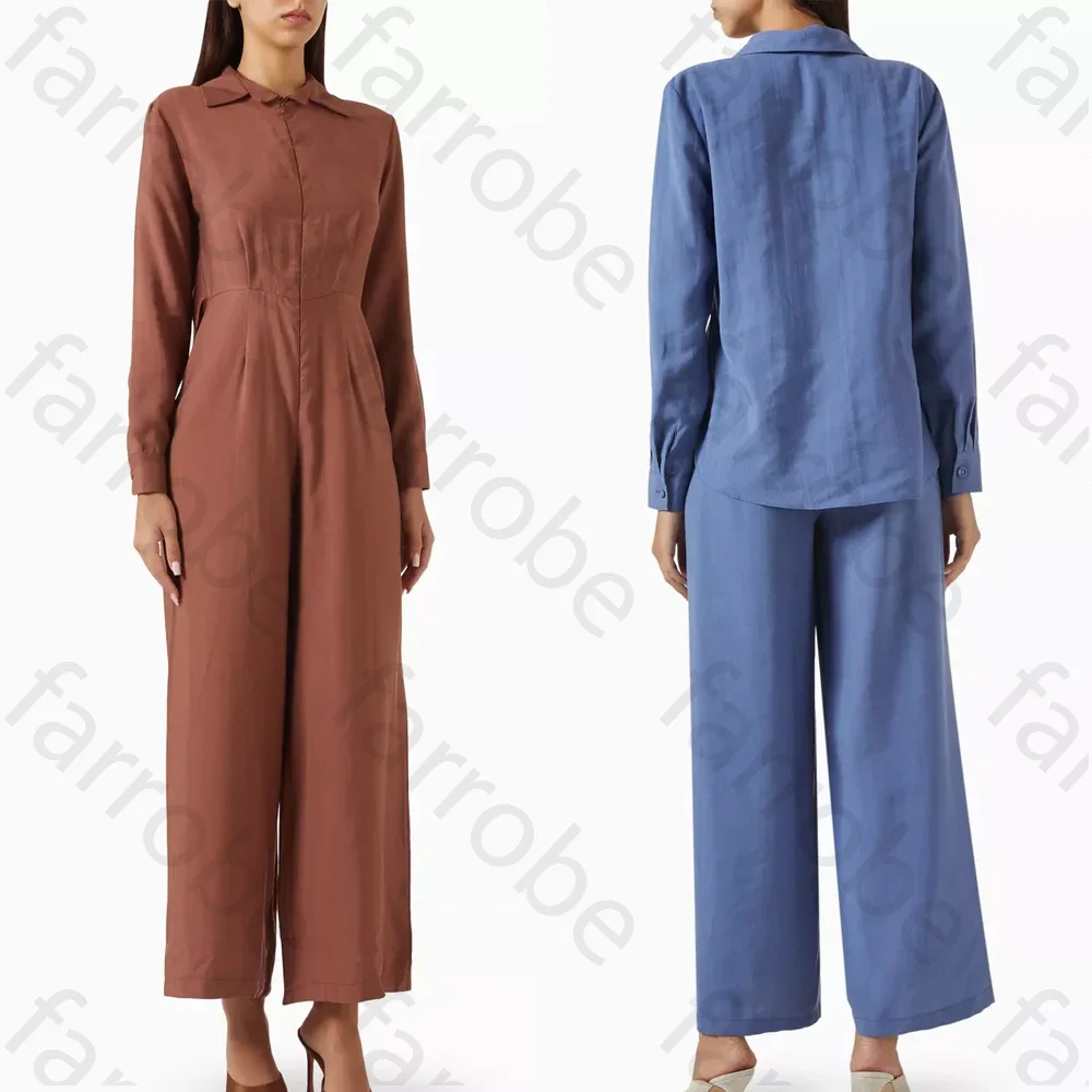 

Customized Elegant Shirt-style Jumpsuit A-Line Evening Dresses Formal Exquisite Long Sleeves High Quality Prom Party Gowns Women