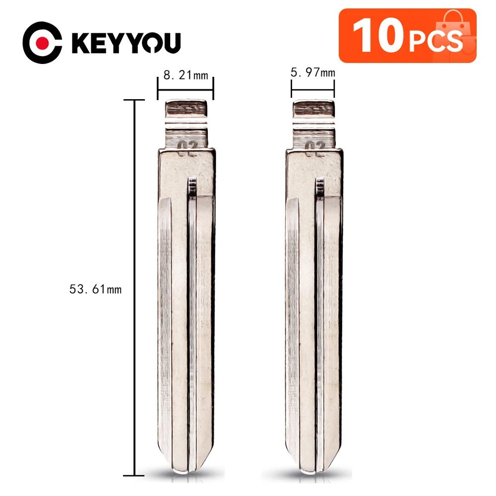 

KEYYOU 10PCS 02# KD TOY43 Uncut Blank Keydiy Remote Key Blade for Toyota Corolla Crown Camry Highlander Corolla Vios