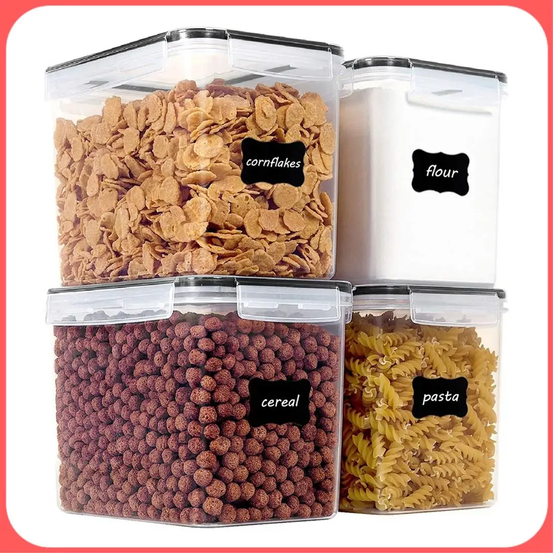 

AA89-4Pcs Airtight Food Storage Containers 3.6L-Plastic BPA Free Kitchen Pantry Storage Containers For Sugar,Flour And Baking