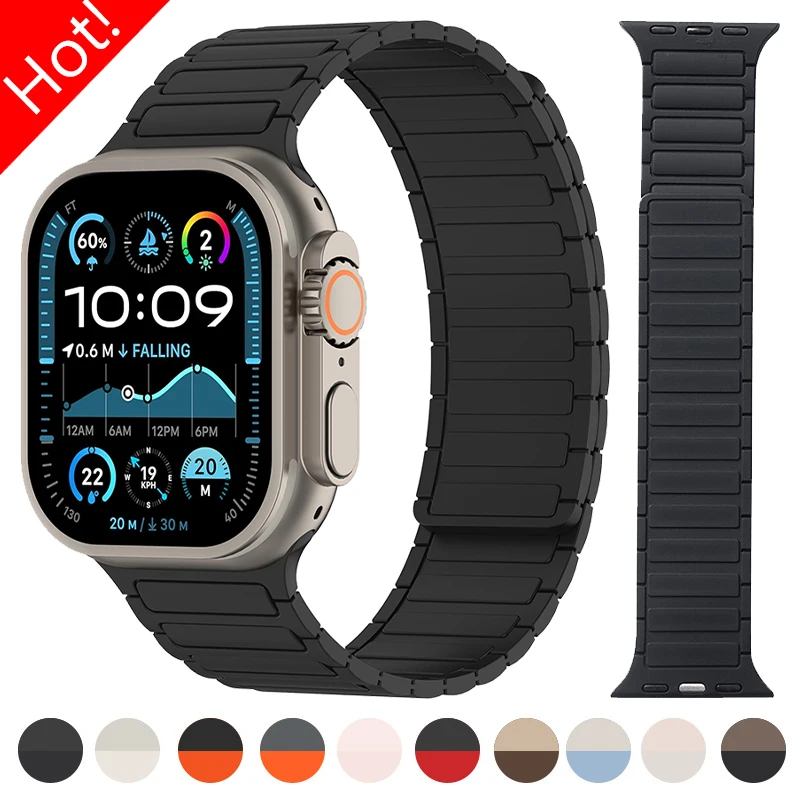Sport-Silikonarmband für Apple Watch Ultra 3/2 49 mm Serie 11 10 46 mm 45 mm 44 mm 42 mm Magnetarmband Iwatch 9 8 7 6 SE3 5 Armband