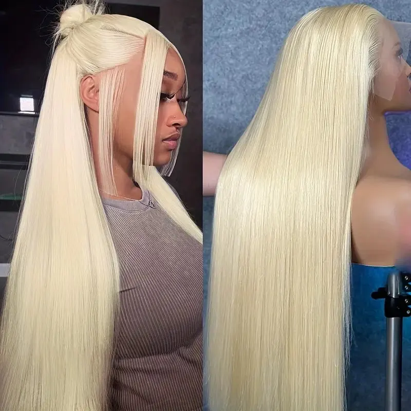 13x6 HD Lace Frontal Wig 613  Blonde 13x4 Front Human Hair 36 Inch Wig 180% Straight Transparent Pre-plucked Brazilian For Women