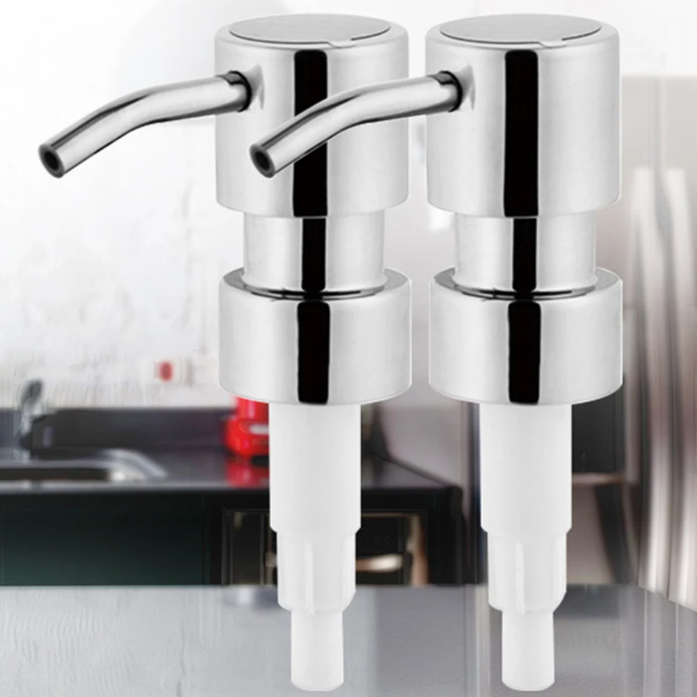 

2pcs Stainless Steel Press Bottle Replacement Soap Lotion Liquid Hand Spray Head for Home Kitchen Bathroom 2.5cm