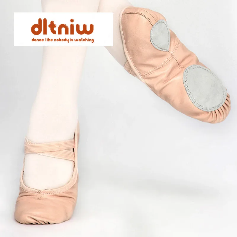 شباشب باليه احترافية للنساء والفتيات والأطفال الصغار من الجلد الطبيعي Zapatillas للسيدات حذاء رقص بنعل منفصل بالكامل