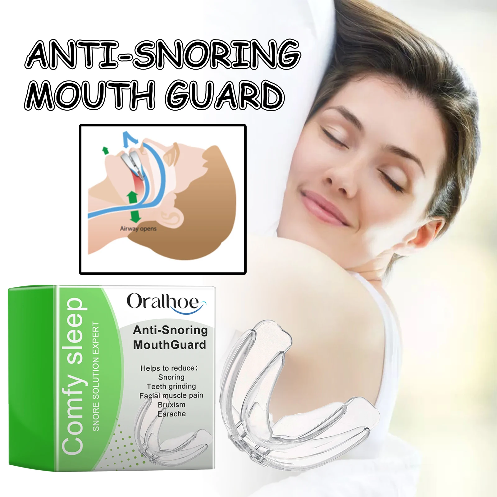 

Anti-Snoring Mouthguard: Prevents Nighttime Snoring and Teeth Grinding—Aids Sleep and Snore Care Anti Snore Mouthpiece