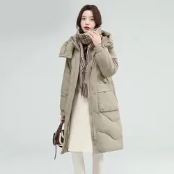 Thickened Down Cotton Jacket Women's Loose Long Knee Length Winter New Coat Trend Parkas