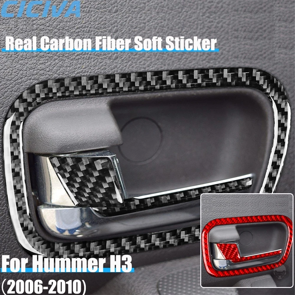 

Real Carbon Fiber Car Accessories Door Handle Set Decorative Trim Cover Soft Sticker For Hummer H3 2006 2007 2008 2009 2010