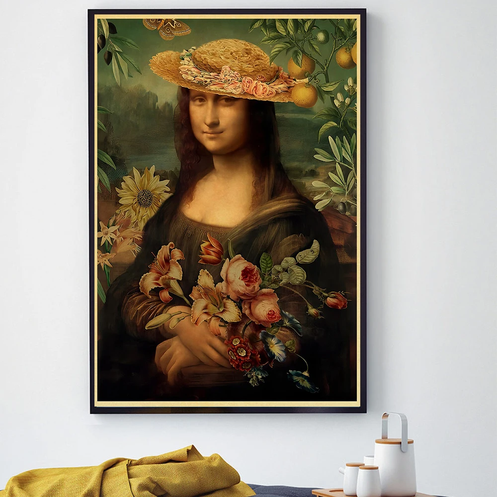 Mona Lisa Funny Photo Famous Poster Wall Chart Print Posters Home Living Bed Room Decor Bar Cafe Picture Frameless Wall Painting