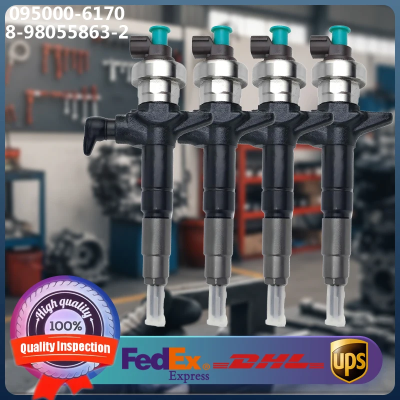 

4pcs 095000-6170 8-98055863-2 Common Rail Fuel Injector for Isuzu Engine 4JJ1 4JK1 Vehicle D-MAX
