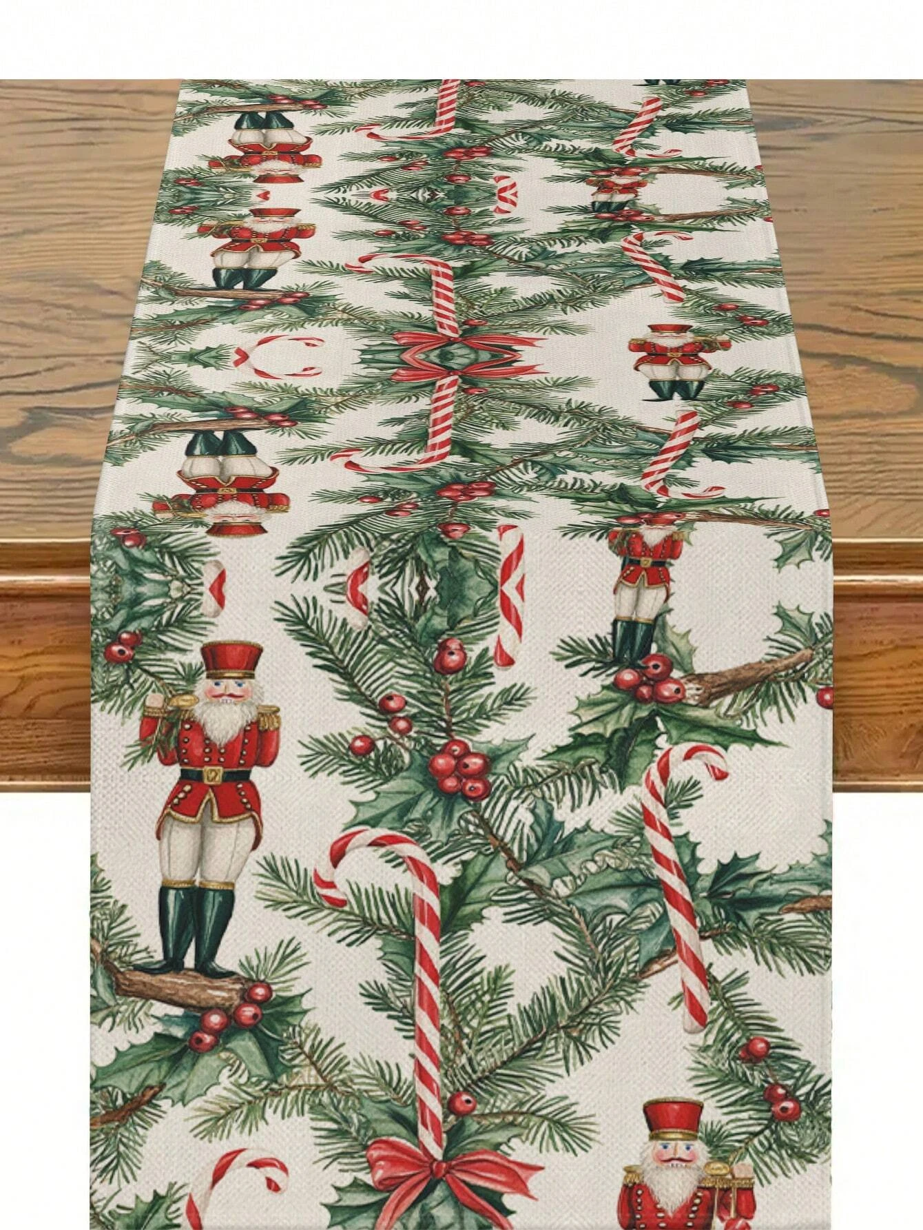 1 Stück Weihnachts-Nussknacker-Tischläufer, mehrere Größen, 2D-Druck, festliches Muster, Tischdekoration, Geschenk, warmer Urlaub