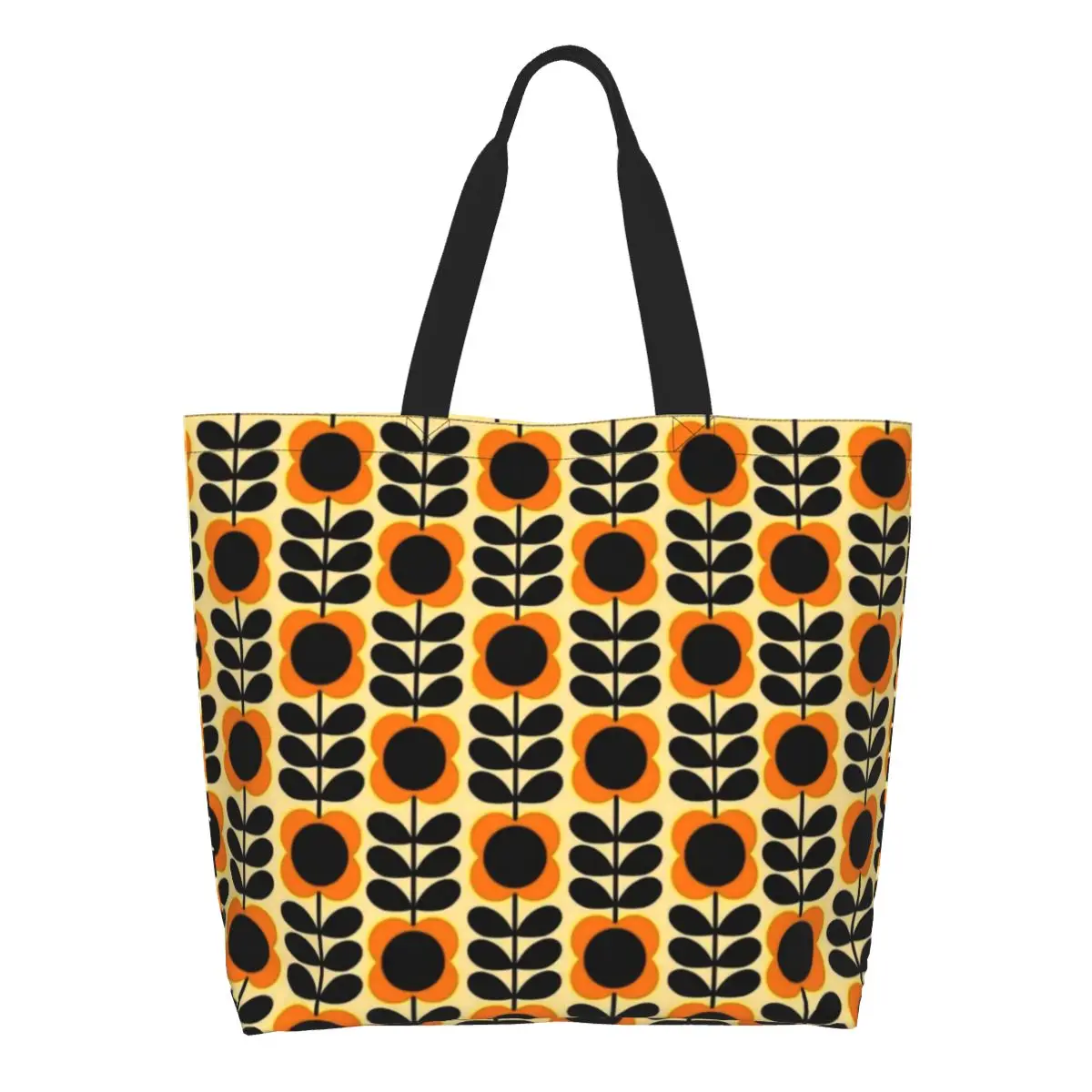 custom Orla Kiely Multi Stem Flowers Shopping Tote Bags Recycling Scandinavian Style Groceries Canvas Shoulder Shopper Bag