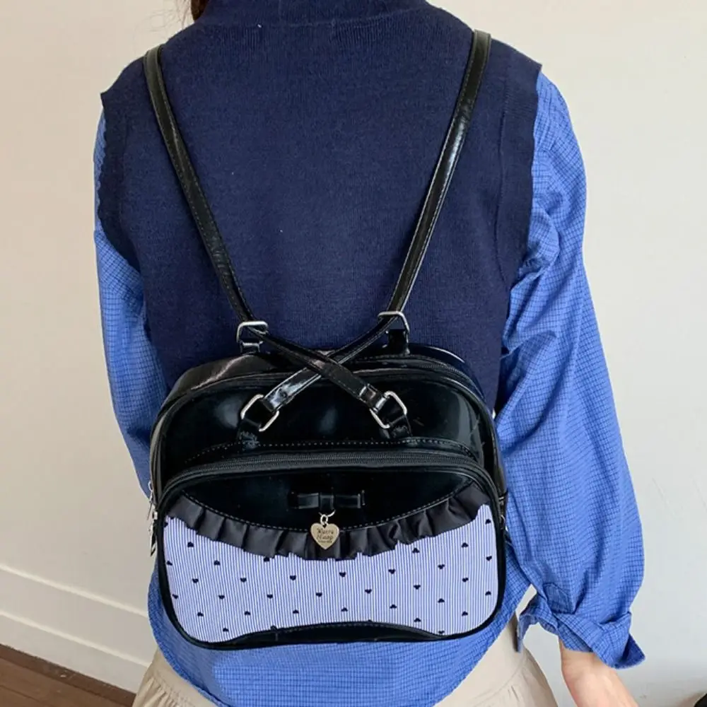 

Fashion Korean Style Bow Ribbon Bowling Bag Elegant Lace Ribbon Boston Shoulder Bag Casual PU Leather Women Handbags Daily