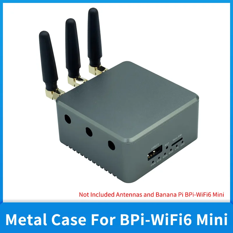 

Banana Pi BPi-WiFi6 Mini Board Metal Case Not Included Antennas Protection Box for Mini Open Source Router Development Board