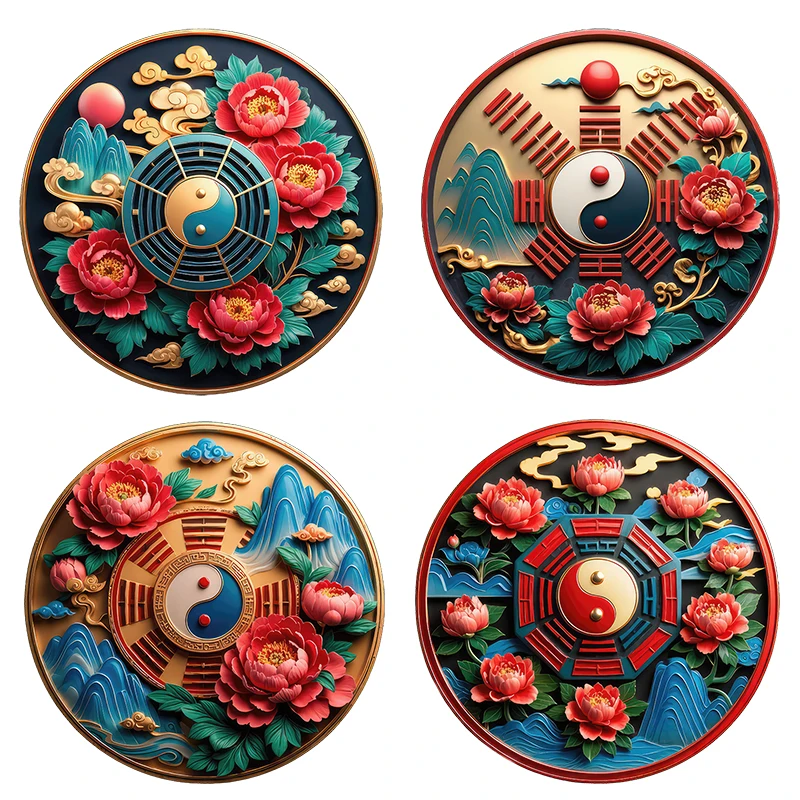 Three Ratels CG2 Oriental Protection Bagua Picture Good Luck Stickers for Home Decoration Personalized Car Stickers