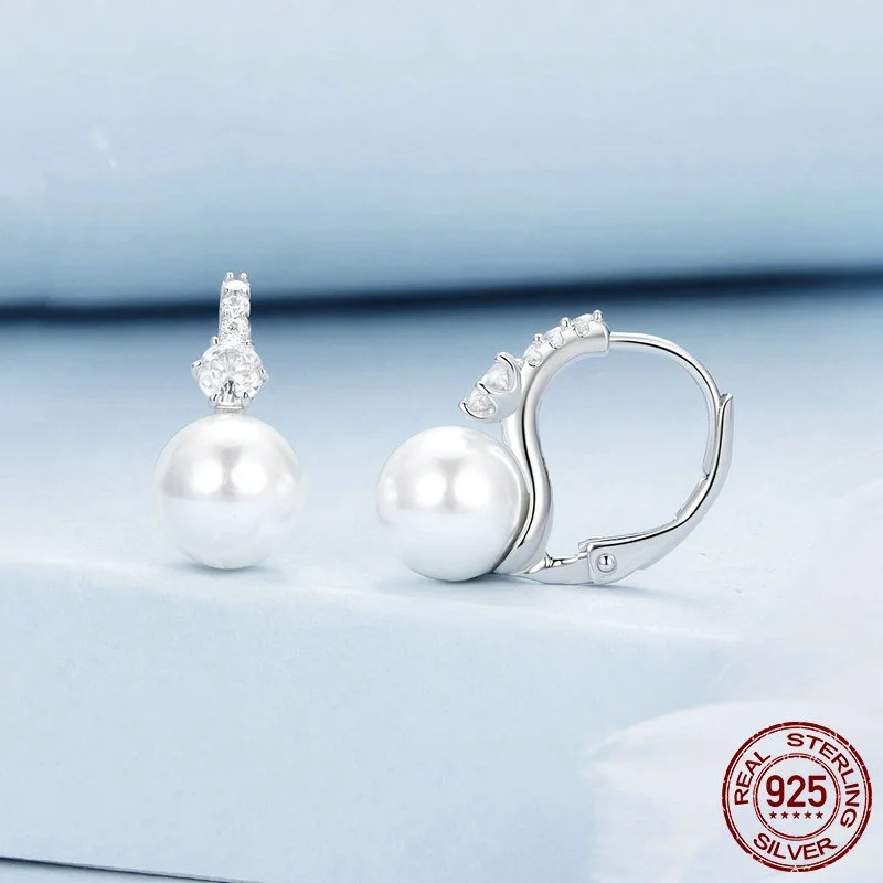 

simple classic pearls ear clip women European and American elegant atmospheric s925 Sterling silver earrings jewelry gift