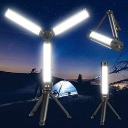 Folding Bright Lamp with Tripod 3 Sided Work Light USB Charging Car Repair Working Lights Dimmable for Outdoor Camping Use